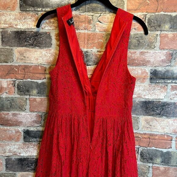 5 for $25🔥Lulus In This Moment Red Lace Sleeveless Skater Dress Size 6 - Picture 3 of 5
